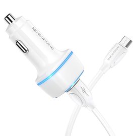  АЗУ BOROFONE BZ14 Max ambient light 2USB, 5V, 2,4A + Micro cable (белый) 